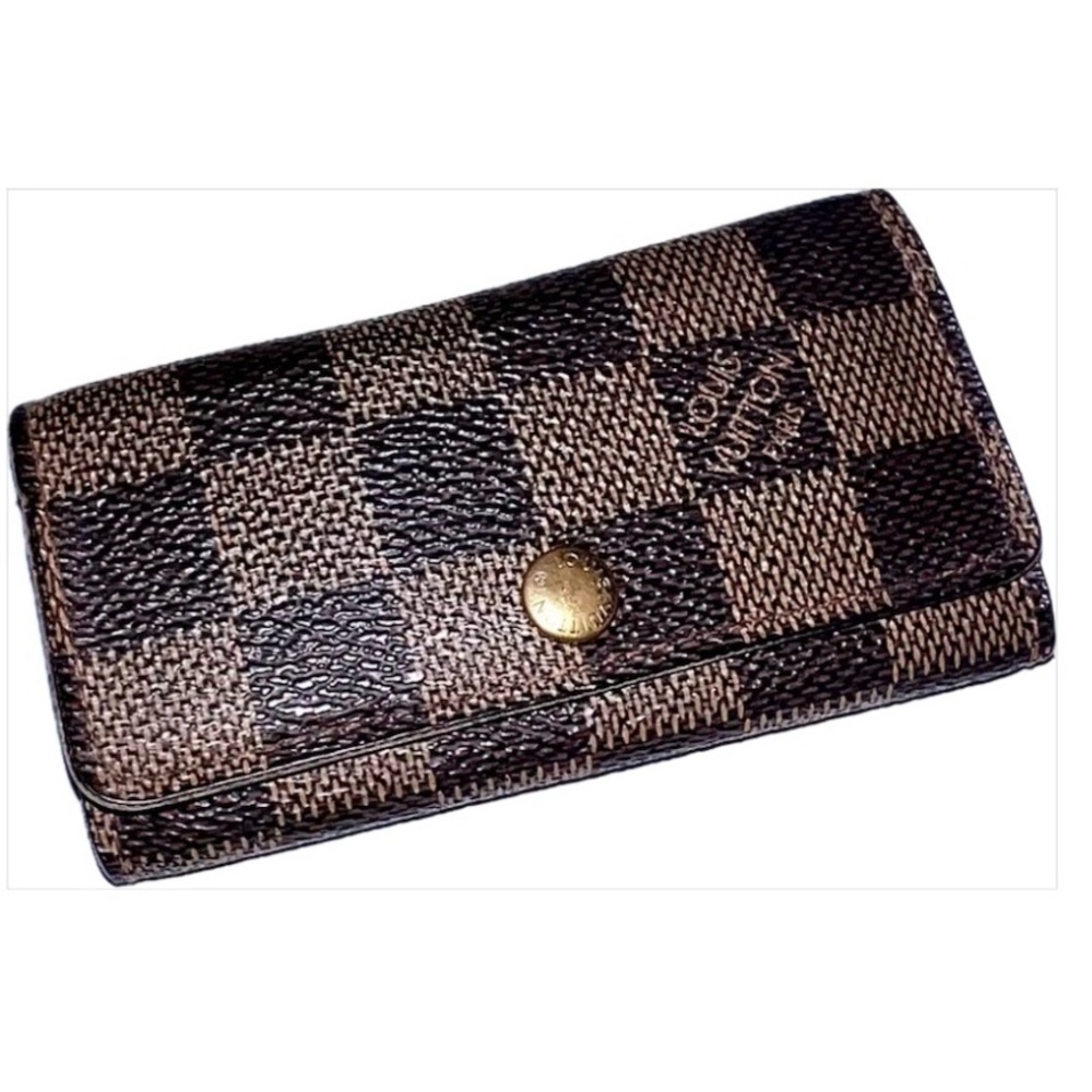 LOUIS VUITTON Damier Brown Checkered 4-Hook Key Holder Made in Paris, France - Picture 1 of 12